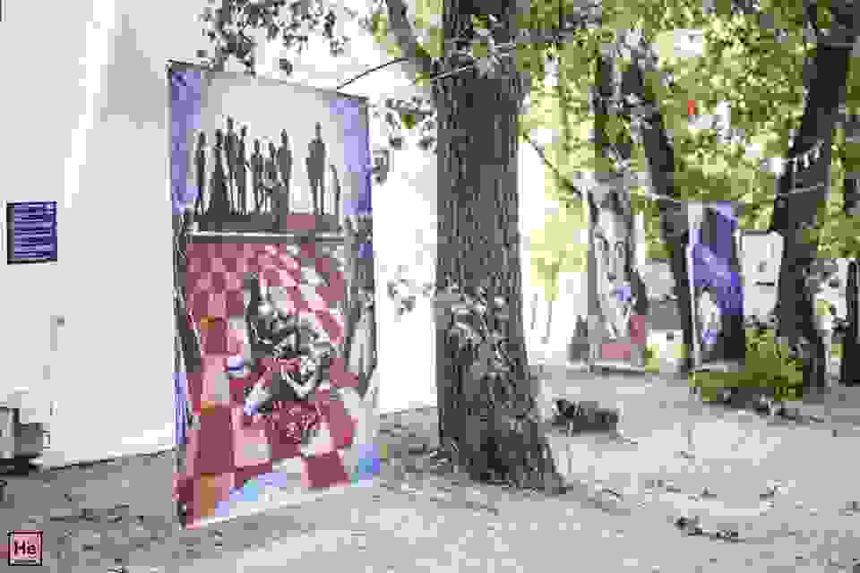 the lane with reproductions of my paintings